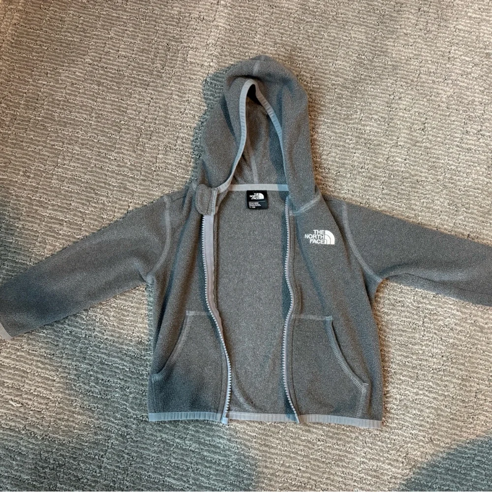The North Face Kids Gray Hooded Fleece Zip Jacket